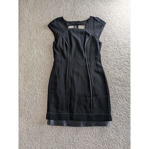 Rag and Bone Black Cutout Faux Leather Trim Sheath Dress Sz 4